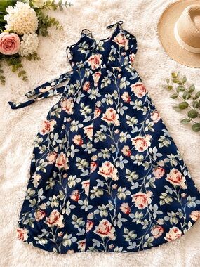 Band of Gypsies Navy Floral Wrap Maxi Dress